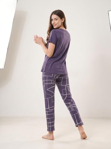 Image of NIGHTRISE Night Suit for Women - 100% Breathable Cotton Night Dress for Woman - Comfortable 2-Piece Top and Pajama Set -Nlns7006