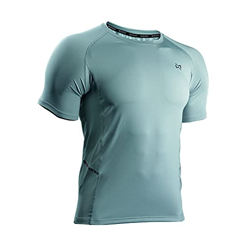 Herren Sport T-Shirt, Dry-Fit Atmungsaktiv Laufen Workout Kurzarm Athletic Gym Training Tee für Männer, Achatgrün, L