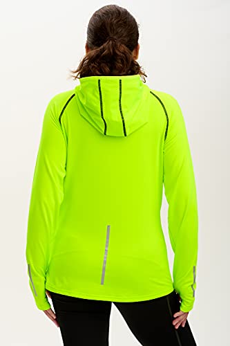 Time To Run Womens Running Hoodie - Thermal Running Jacket Also Ideal For Gym And Sports With Pockets & Thumbloops Size 18 Lime - Image 5