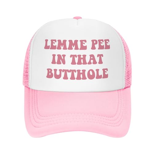 Image of Put It On My Boyfriends Tab Trucker Hats for Women Pink Men Humor Gift Pink Hats for Men