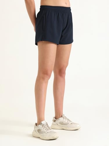 Image of Women's Athletic Running Shorts, Quick-Dry Lightweight Fabric, Elastic Waistband with Inner Drawstring, Side Pockets
