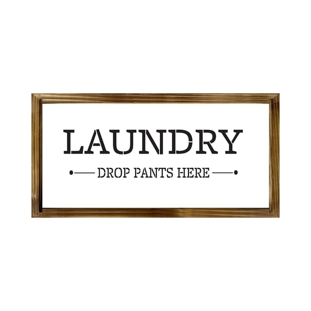 Geroclonup Laundry Drop Your Pants Here Wood Framed Laundry Sign for Laundry Room,Vintage Funny Laundry Room Wall Decor Wall Art with Sayings - 8" x 16"