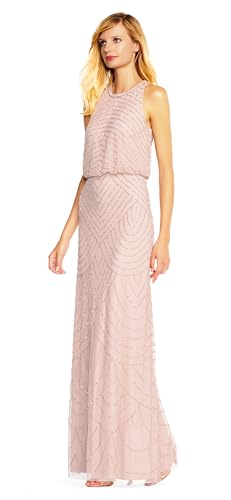 Image of Adrianna Papell Womens Halter Blouson Beaded Gown