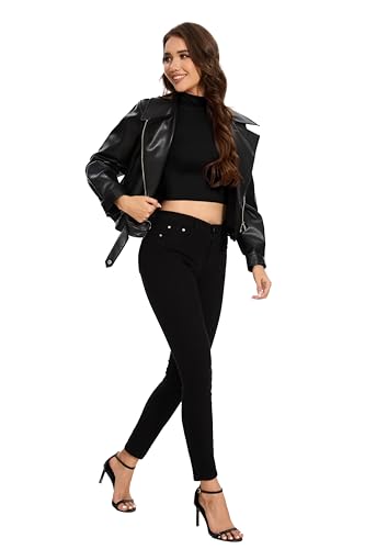 MadHeart Womens Long Sleeve Crop Tops Slim Fit Cropped Mock Neck Base Layer Shirts2