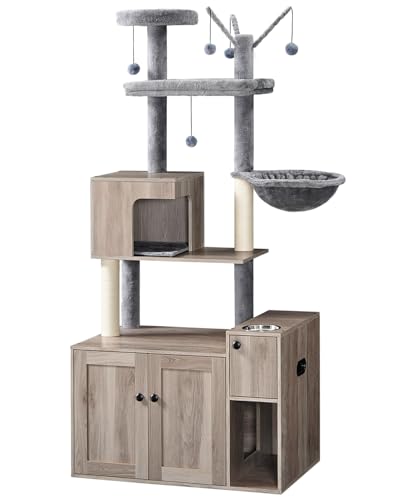HOOBRO Cat Tree with Litter Box Enclosure, 68.9