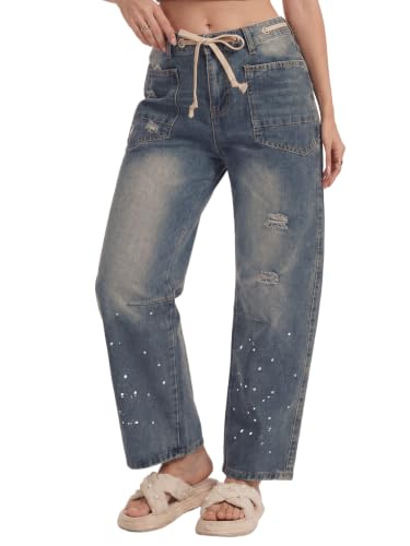 barrel jeans women (US, Alpha, XX-Large, Regular, Regular, Light Blue)