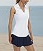 LastFor1 Women's Sleeveless Polo Golf Shirts Quick Dry 50+ UV Protection V-Neck with Collar Lightweight Tennis Tank Tops White S