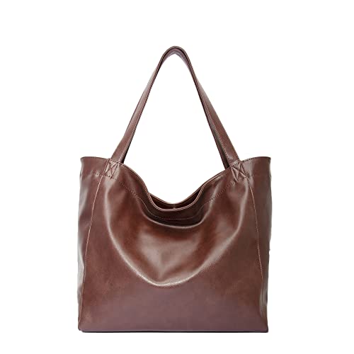 KEBEIXUAN Sac Hobo pour Femme Chic Sac Fourre-Tout en Cuir PU pour Yoga Traval Shopping (brun) Cover