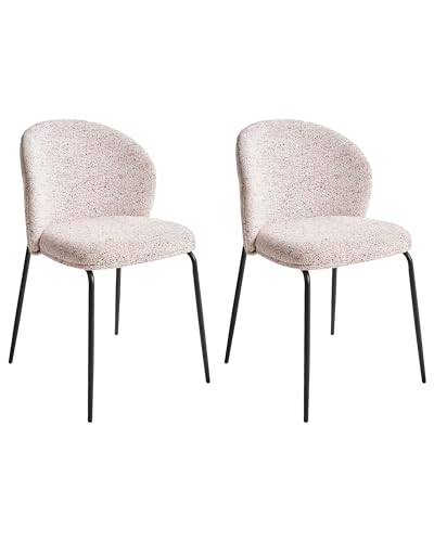 Conjunto de 2 sillas de comedor decorativas tapizadas sin reposabrazos diseño retro base de metal beige Vidette
