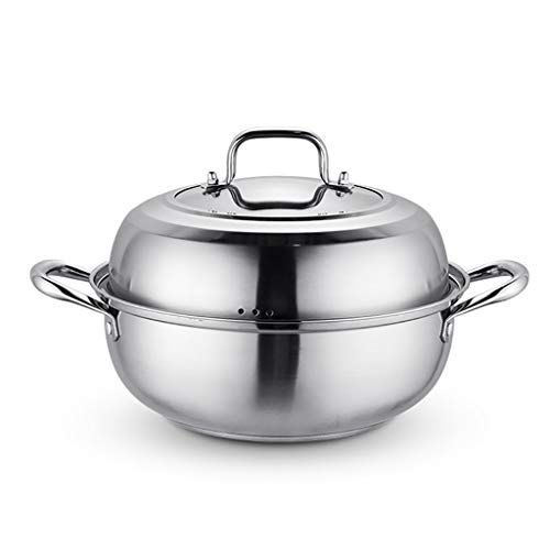 OWOHYG Olla/Vaporera De Acero Inoxidable 201, Olla para Sopa Doméstica, para 38 Personas, Apta para Cocina De Gas/Inducción, 32 Cm