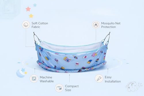 Image of Traditional Baby Khoyu /Cotton Inbuilt Gaadi Cradle Cloth for Ghodiyu /Jhula /Palna & Mosquito Net | Color & Design May Vary