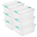 6-Pack 12 Qt Stackable Plastic Storage Bins with Lids Clip Box, Organizing Solution for Crafts, Supplies and Office Items (Teal)