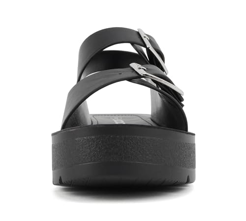 Soda “Tangy” ~ Women Round Toe Multi Band Flatform Slingback Sandal with Adjustable Buckle Straps3