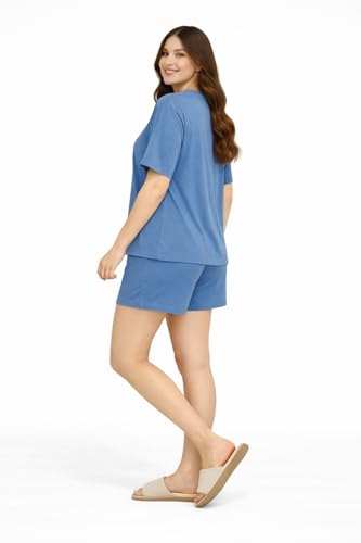 Image of Duchess Women's Cotton Printed Night Suit Set of Top & Shorts Pajama Set