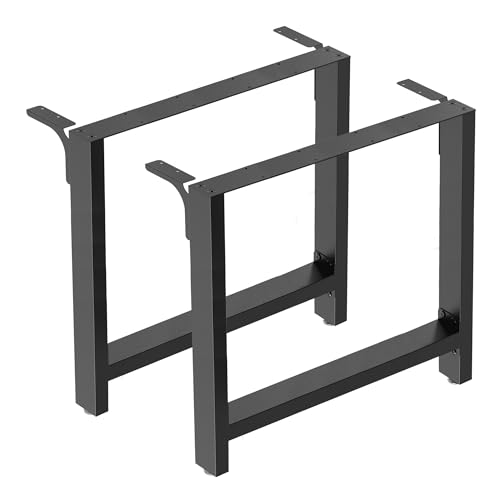 WilTec Pieds de Table en Profil carré - 1000 x 240 x 720 mm - Couleur Noire - en Acier - avec Revêtement par Poudre - Piètement Support de Bureau Réglable...