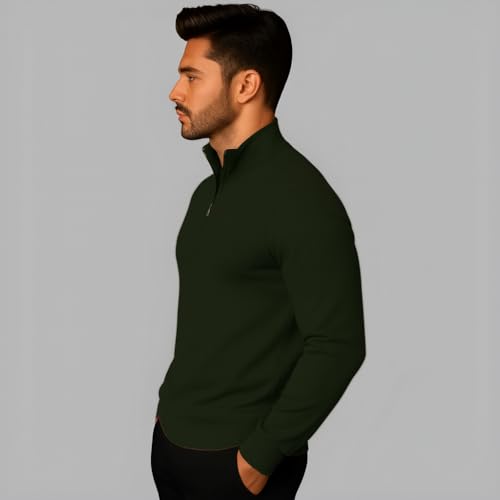 Image of Mack Jonney Men's Fleece Half-Zip High Neck Sweatshirt | Warm & Stylish Winter Wear -M4380