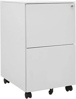 Maxspace A4 Drawer Filing Cabinet, Steel Metal Filing Cabinet Lockable Rolling Vertical File Cabinet - Mobile File Cabinet Light Grey 39x45x67 cm Steel