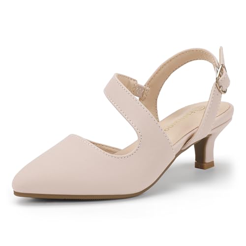 Image of Hehainom Girls Dress Shoes Kitten Heels Sandals Little Big Kids Pointed Toe Slingback Wedding Party Pumps Shoes