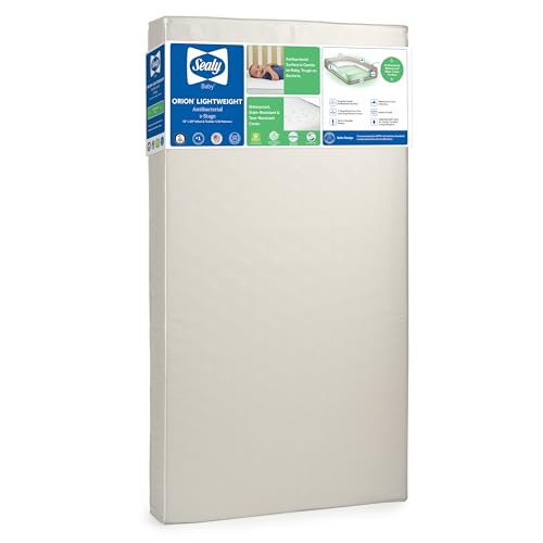 Sealy Baby Orion Antibacterial 2-Stage Breathable Crib Mattress, Toddler Bed Fit, Lightweight, Waterproof, Non-Toxic, GREENGUARD Gold Certified, USA...