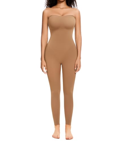 Image of Strapless Shapewear Bodysuit Tummy Control 4-in-1 Convertible with Detachable Straps Butt Lifting Full Body Shaper