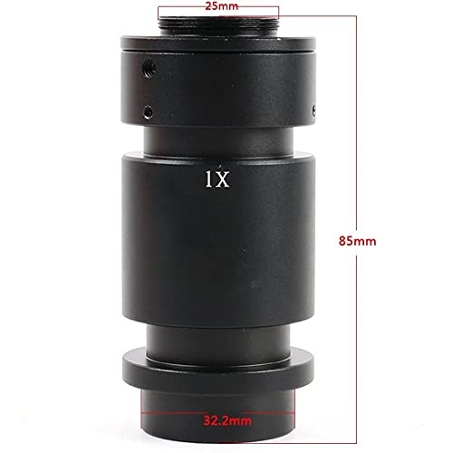 Microscope 0.4X 1X Industrial Mono Lens Adapter, Zoom WD-100 Lens 0.7X-5X Adjustable Magnification 200X 500X(1X)