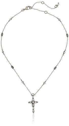 Sorrelli "Crystal Clear" Delicate Cross Pendant Necklace, 17" + 4"extender