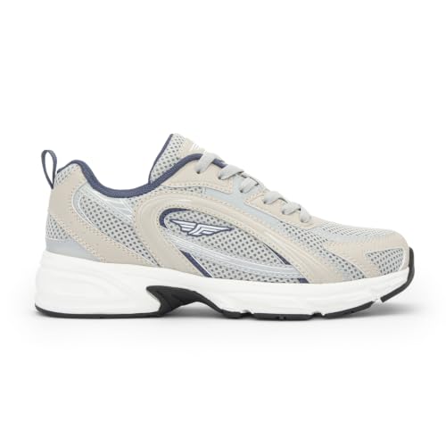 Image of Red Tape Women's Sneakers White Grey Mesh Pu Round Lace-Up Responsive Sole