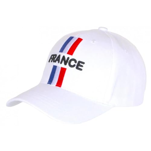 PAYS Casquette France Blanche Drapeau Bleu Blanc Rouge Mode Classe - Taille Unique - Blanc