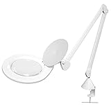 lupenleuchte 5 dioptrien led 【2.25x größer】 Objektiv mit mm 120 mm Durchmesser kann 2.25-fach vergrößert werden, ein perfektes Gleichgewicht zwischen Vergrößerung und Klarheit, zum Lesen, Kosmetieren, Nähen, Stricken, Häkeln, Perlen, Löten und mehr.