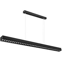 Zewanny LED lámpara colgante, lámpara de techo para oficina, 107CM 36W 4000K luz natural aluminio lámpara de escritorio ajustable en altura lámpara de suspensión de aluminio (Spotlight Negro)