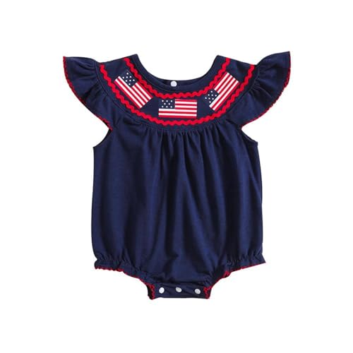 Image of GLIGLITTR Baby Girls 4th of July Onesie Romper American Flag Jumpsuit Infant Bodysuit Independence Day Patriotic Outfits