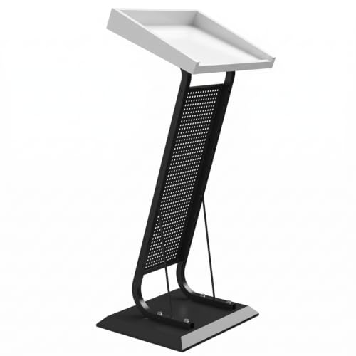 Image of TEKAVO Merito Podium Lectern for Classroom, Auditorium, Office, Church & School | Sleek & Modern Lecture Stand | Ideal for Presentations, Speeches & Events,Mic /Portable Office Conference,White Wood.