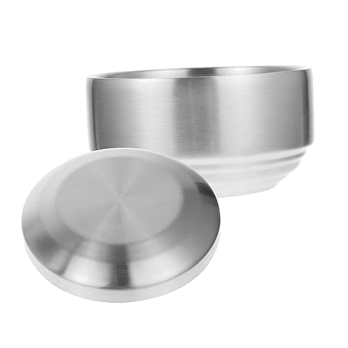 FUNOMOCYA 1 set Korean Style Stainless Steel Double Layer Bowl for Soup Bowl with Lid Portable Home Tableware for Eating Elegant Design for Dining Experience