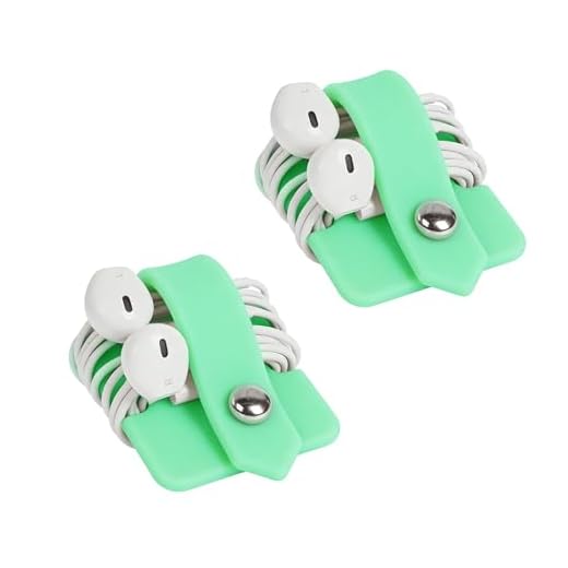 Earbuds Organizer Case, 2 Pcs Silicone Cord Organizer, Earphone Wrap Earphones Organizers Headset Headphone Earphone Wrap Winder, Cords Keepers for Charging Cords(Green)