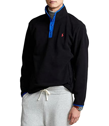 Image of POLO RALPH LAUREN Men's Fleece Pullover Jacket Sweater Snap Closure (Navy 002, XX-Large, 2XL)