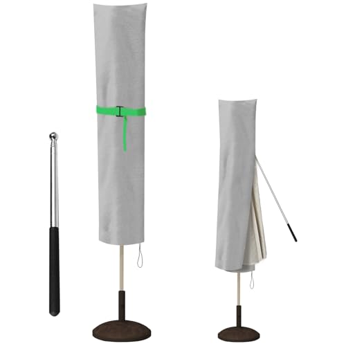MOZMY Abdeckung für Sonnenschirm 200-400cm, Sonnenschirmhülle mit Stab, Abdeckung Ampelschirm Wetterfest, Schutzhülle Sonnenschirm 240 x 57 x 57 cm