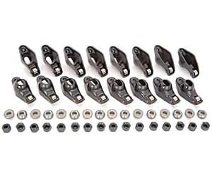 JEGS Stamped Steel Roller Tip Rocker Arm Set | For 1955-1986 Small Block Chevy Engines | Set Of 16 | 1.6 Ratio | For 3/8 � Stud | Long Slot For Up To 0.550 � Valve Lift