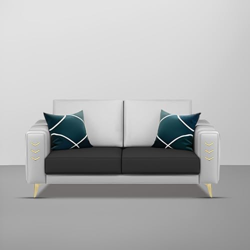 Image of Casaliving Falco 2 Seater Sofa Set for Living Room (Black Grey Fabric) Premium Fabric Sofa