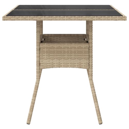 Mesa de jardín 80x80 cm con tablero de cristal resistente a la intemperie 6