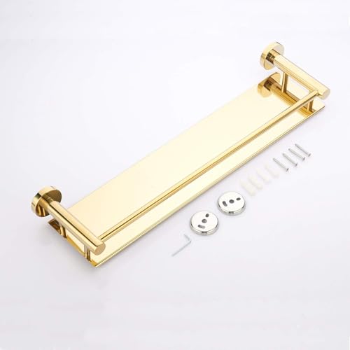 Image of Oslen Bathroom Shelf Stainless Steel Wall Mounting Rack Organizer Storage Shelves for Kitchen Bathroom Accessories Rack Shelf, Gold (15 * 5 INCH)