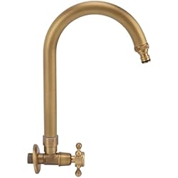 Grifo Fregadero Pared Agua Fria Grifo para Fregadero de Cocina Al Aire Libre, Rotación de 360 ??Grados, Grifo para Jardín de Agua Fría, Antiguo en la Pared, Prevención de Grietas por Heladas, Cuello Flexible,