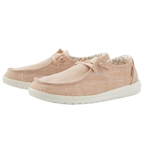 Image of HEYDUDE Women's Wendy Sparkling Rose Gold Size 9 | Women's Shoes | Women's Lace Up Loafers | Comfortable & Light-Weight