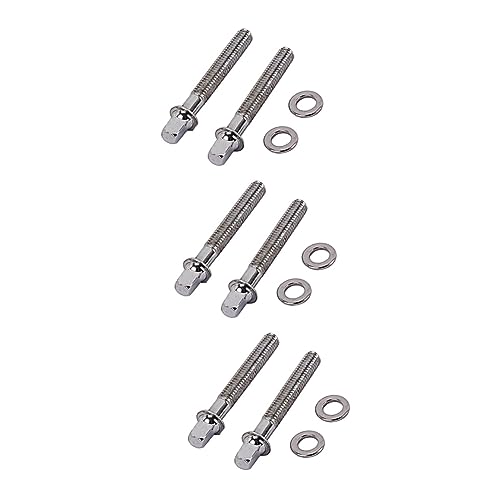 6 piezas de tornillos para montaje de tambor de acero inoxidable con arandelas, sujetadores de tensión para reemplazo de lugs de tambor para caja y bombo miniatura 1