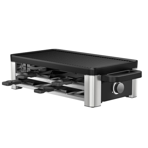 WMF Lono Selection Raclette Grill für 8 Personen, 1500 W Leistung, 8 antihaftbeschichtete Pfännchen, 8 Spatel, variable Temperaturkontrolle, Ablage unter der Grillplatte, Cromargan Edelstahl, schwarz WMF Lono Selection Raclette Grill für 8 Personen, 1500 W Leistung, 8 antihaftbeschichtete Pfännchen, 8 Spatel, variable Temperaturkontrolle, Ablage unter der Grillplatte, Cromargan Edelstahl, schwarz