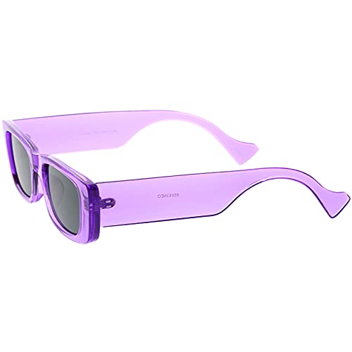 zeroUV - Neon Retro Wide Square Flat Lens Chunky Rectangle Sunglasses D2643
