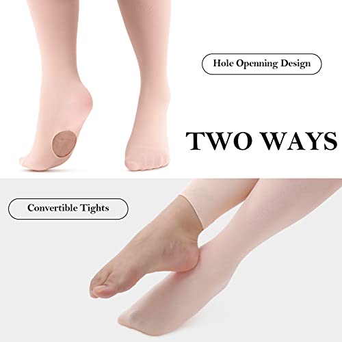 Janmercy 8 Packs Ballet Tights for Girls Convertible Dance Tights Toddler Dance Stockings for Ballet Gymnastics School3