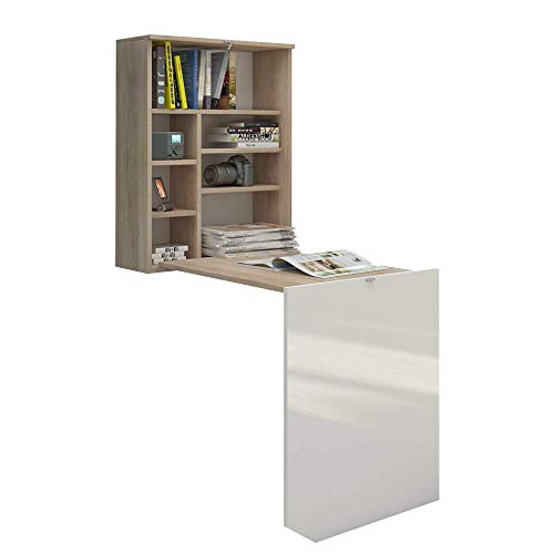 Preisvergleich Produktbild Selsey Function - Klappschreibtisch / Wandschreibtisch Ausklappbar, Sonoma Eiche Matt / Weiß Hochglanz, 60 x 71 x 75 cm