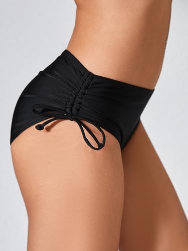 Women Full Coverage Bikini Bottom Tie Mid Waist Swim Bottoms Bathing Suit Swimsuit4