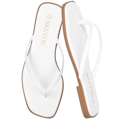 Image of Flip Flops Sandals for Women Square Toe Lightweight Thong Slides