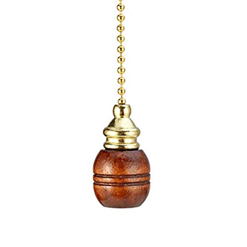 Image of TWDRTDD Ceiling Fan Pull Chain Extension,12 inch Sculptured Walnut Wooden Ball Polished Pull Chain Extension Replacement for Lightings and Ceiling Fans (Brass Wood, 1)
